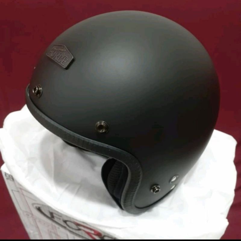 FORCE HELM RETRO DEWASA PREMIUM FIBER BLACK DOFF