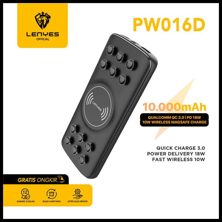 Powerbank Wireless Fast Charging Lenyes Pw016D 10000Mah Real Capacity