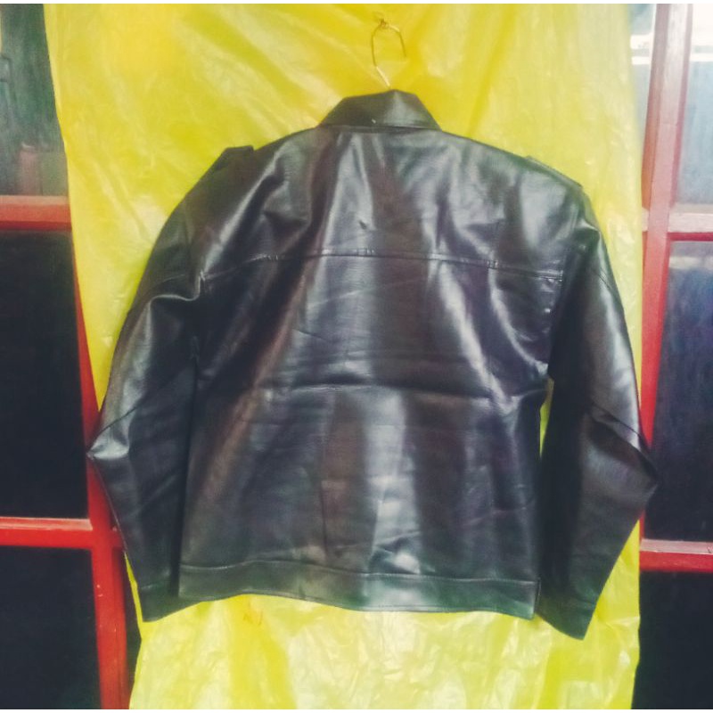 jaket pria merek seiko model Harley ukuran size L L DAN LM kulit sintetis, kalep