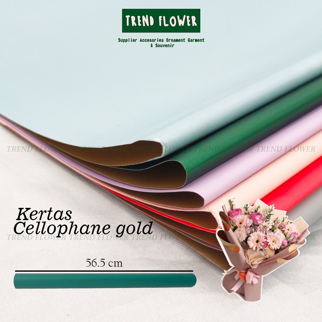 

Kertas Cellophane Polos Gold buket bunga kertas bungkus bunga Kertas Tissue List Gold / Wrapping Paper