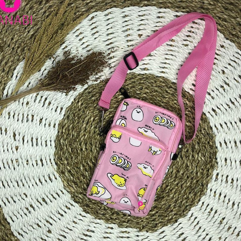 Serba diskon--HANABI-tas hp selempang wanita EGG POCKET dompet hp wanita dompet kunci multifungsi mu