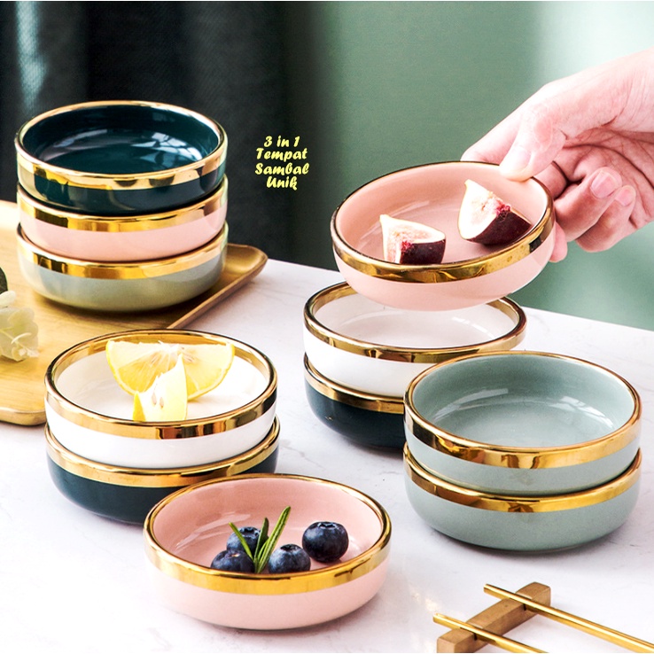 Piring Keramik List Gold