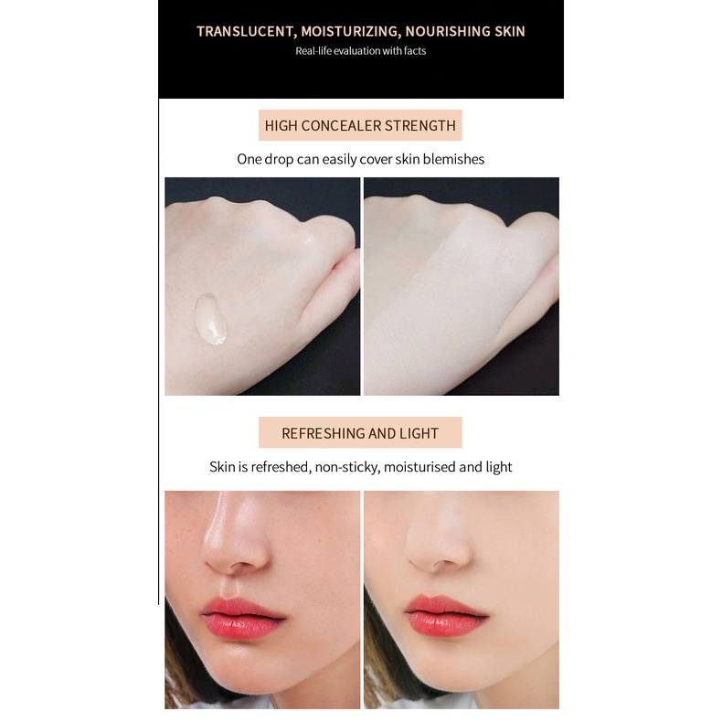 BARUBT High Coverage Skin-Like Lightweight Long-Lasting No Creasing Waterproof Foundation【 Free Delivery+ COD + dikirim dalam 24 jam】