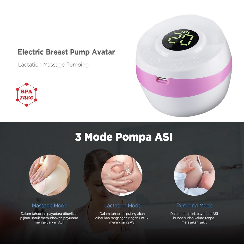 Reliable Breast Pump ASI Electric Avatar LED Screen 3 Mode