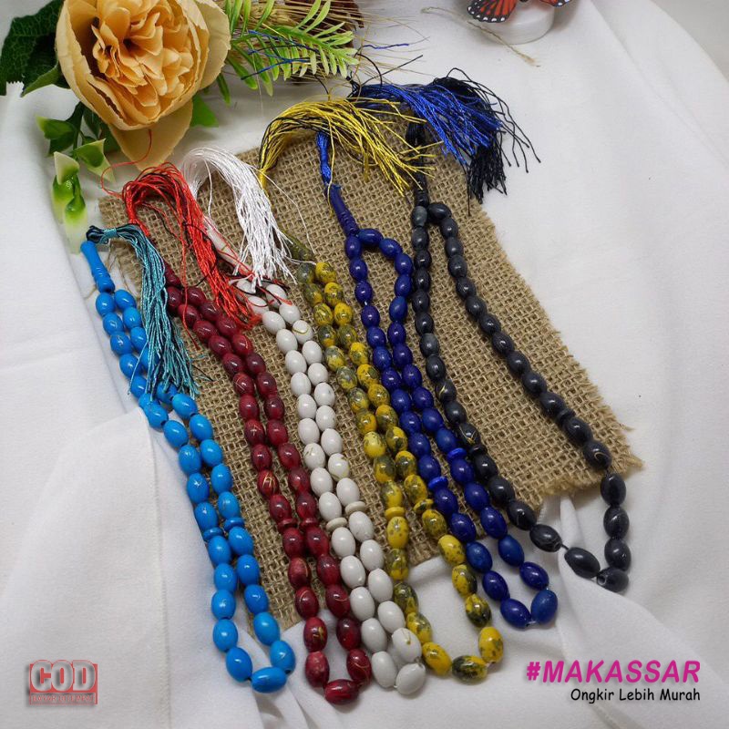 TASBIH MUTIARA 33 / Tasbih Batu Mote Oval 33 Butir / Tasbeh Souvenir Pernikahan