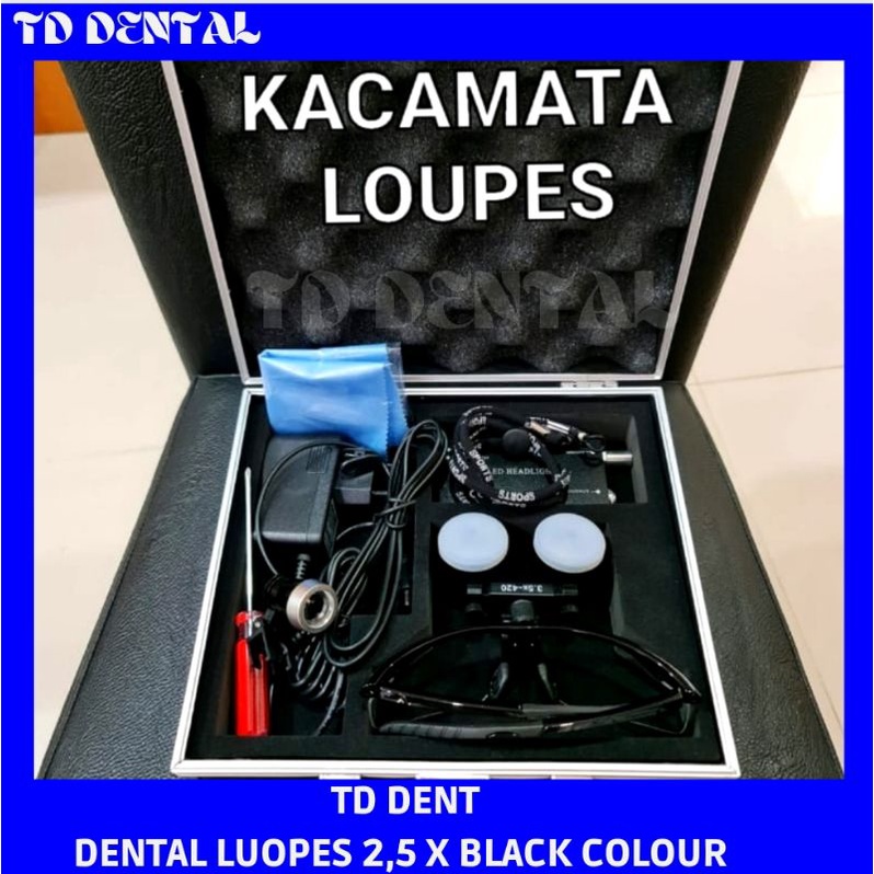 Jual Dental Loupes Pembesaran 2,5X Black Colour LED Lamp/Kacamata Pembesar Shopee Indonesia