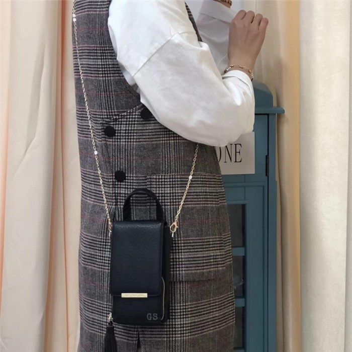 dompet hp wanita Tas Selempang PRETY Tas Wanita Tas Untuk HP HPO Sling Bag - Baby Pink - Hitam, S U9