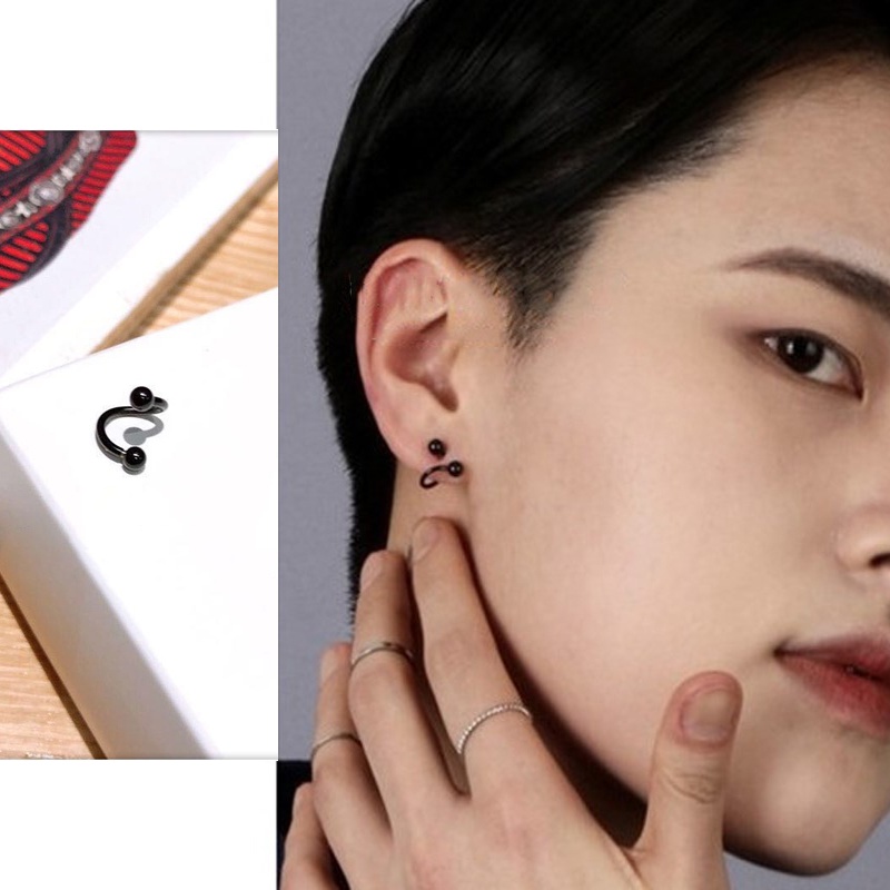 We Flower Punk Stainless Steel Bola Kecil Memutar Stud Anting Untuk Wanita Pria Chic Anting Tindik Spiral Fashion Telinga Mulut Hidung Cincin Perhiasan Hadiah