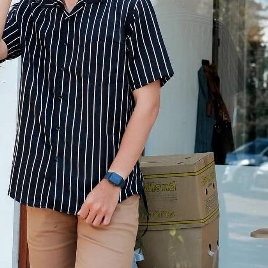 KEMEJA SALUR PRIA KEMEJA SALUR PRIA STRIPE KEMEJA SALUR LENGAN PENDEK KEMEJA GARIS GARIS PRIA