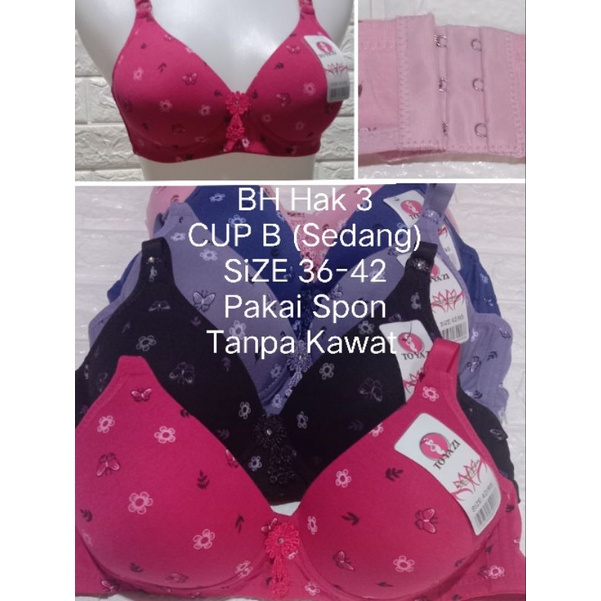 BH Hak 3 (TYZ 8078/399) CUP  B (Sedang)  SiZE  36 - 42 BRA Remaja Dewasa Pakaian Dalam Wanita