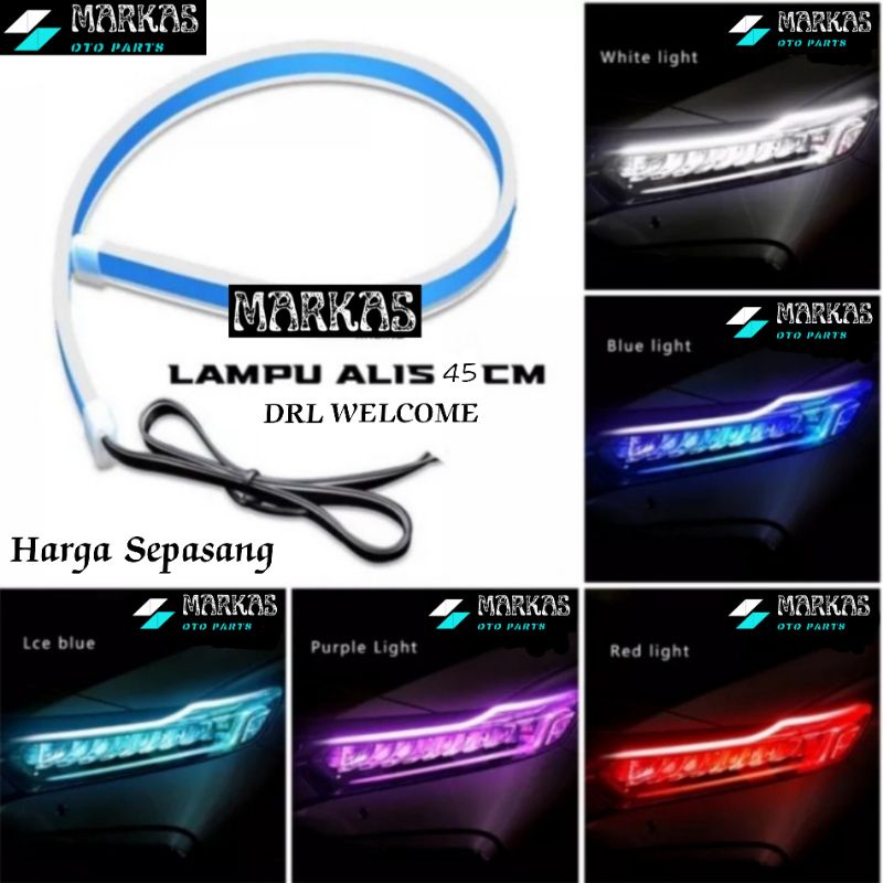 Lampu Alis DRL 45 Cm Welcome Light Sein Running Led Strip Fleksibel Waterproof Modul Tanam 2pcs (1se