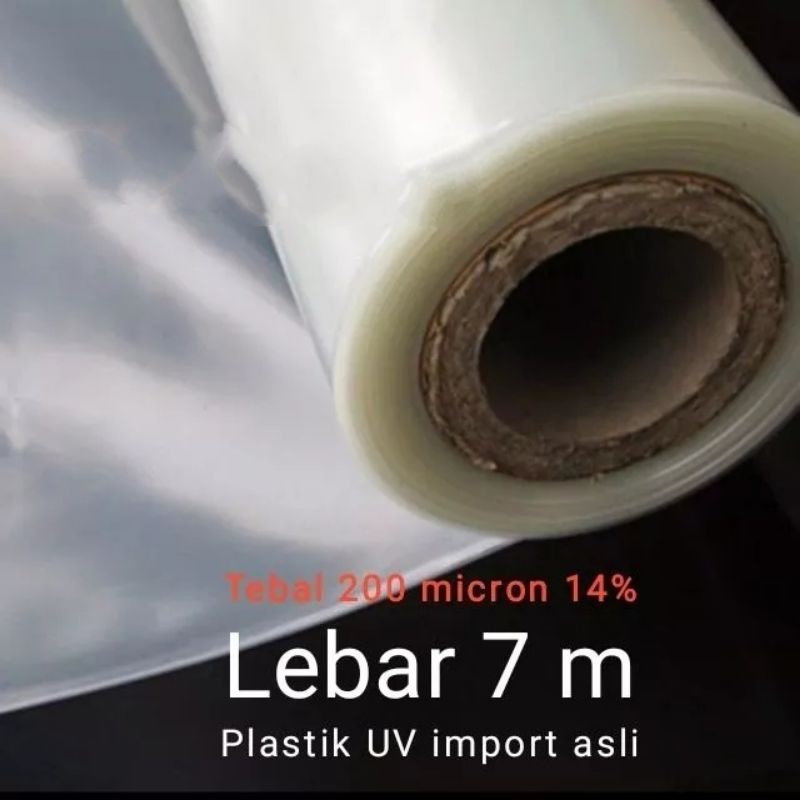 Plastik UV Import Lebar 7 m, Tebal 200 micron-14% Plastik UV untuk green house,, penjemuran, atap ds