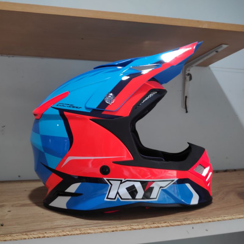 Helm Cross KYT SKYHAWK Blue Orange Helm Trail KYT Sky Hawk