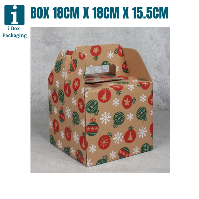 

[ 10 Pcs ] Dus Natal Box Tenteng Mika Thinwall 1500ml Isi 2 Kardus Packaging Hampers Parsel Christmas Ukuran 18x18x15cm