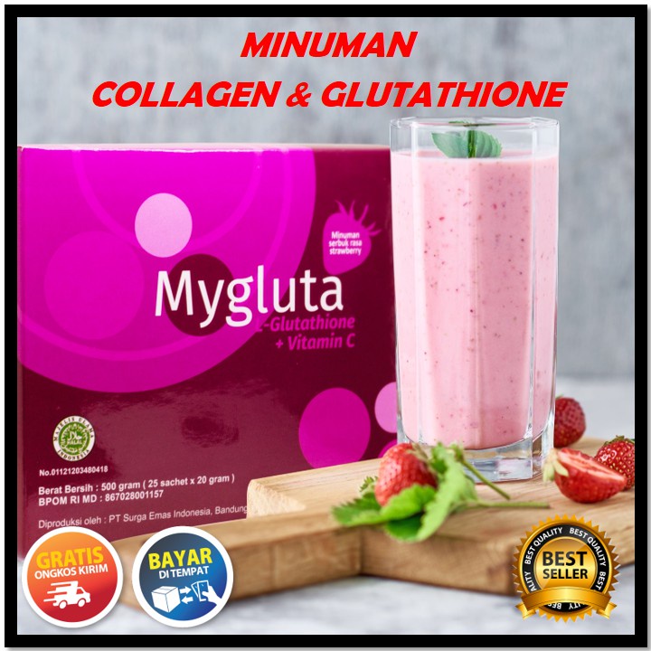 Mygluta Minuman Kesehatan Serbuk Glutathione - Stroberi Per Box