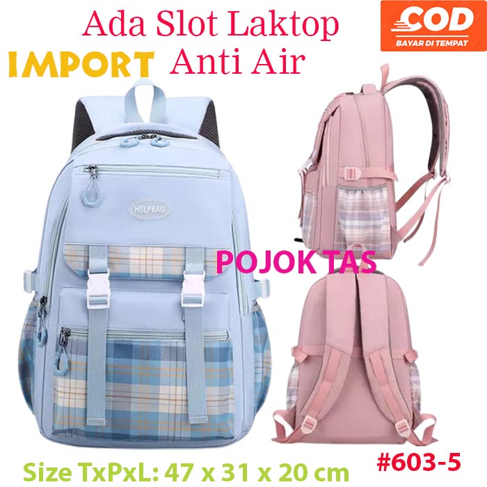 Tas Ransel Sekolah Wanita Backpack Korea Import Perempuan SD SMP SMA Anti Air Import Murah