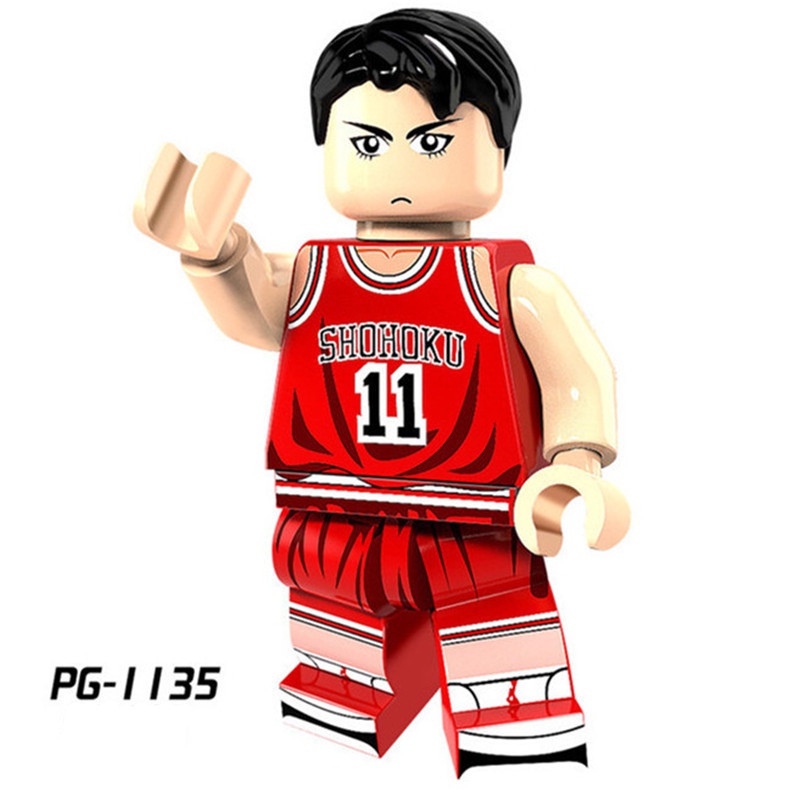 1pc Mainan Balok Bangunan Mini Figure Model Slam Dunk Sakuragi Rukawa Kaede Bahan ABS Untuk Koleksi