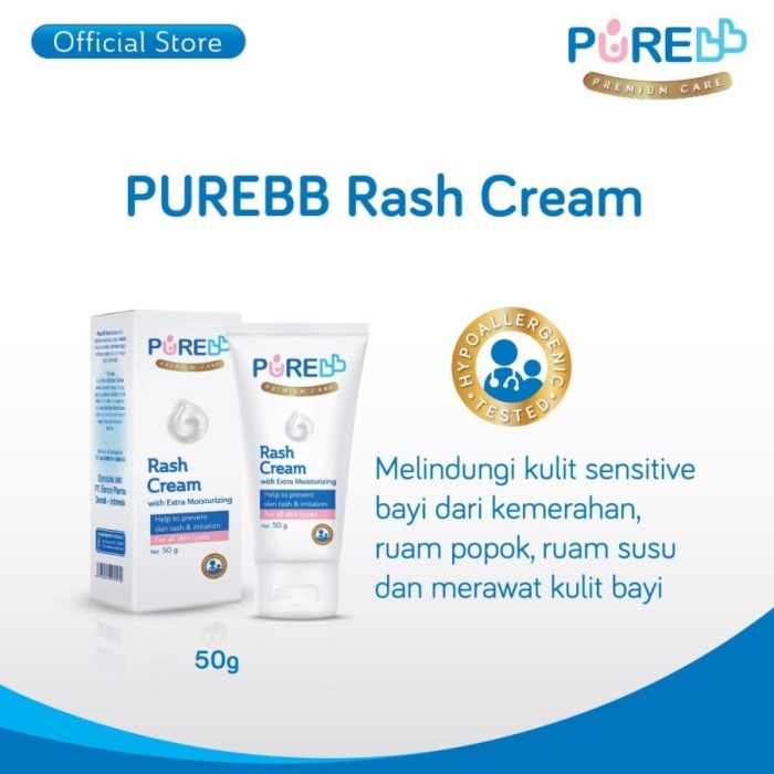 

PureBB Pure Baby Moisturizing Rash Cream 50gr Krim Ruam Iritasi Popok