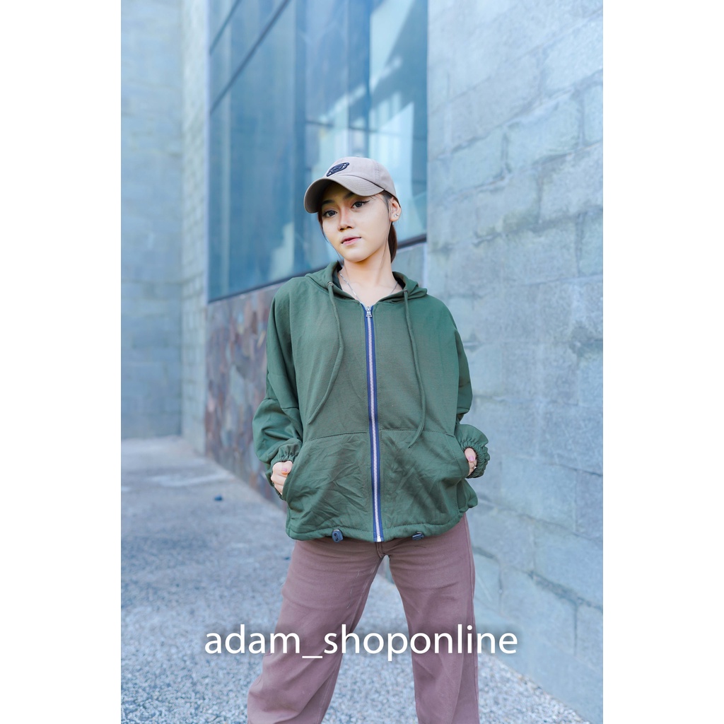 JAKET HOODIE WANITA -  JI WON JAKET - OVERSIZE - HOODIE ZIPPER - KOREAN STYLE - TREND