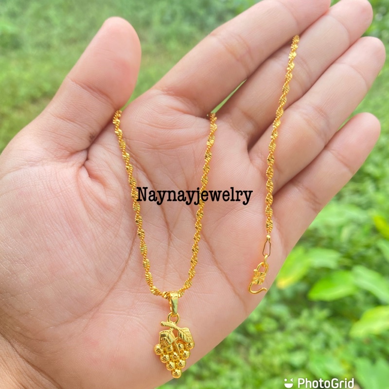 Kalung koin plintir anggur warna kuning 24k