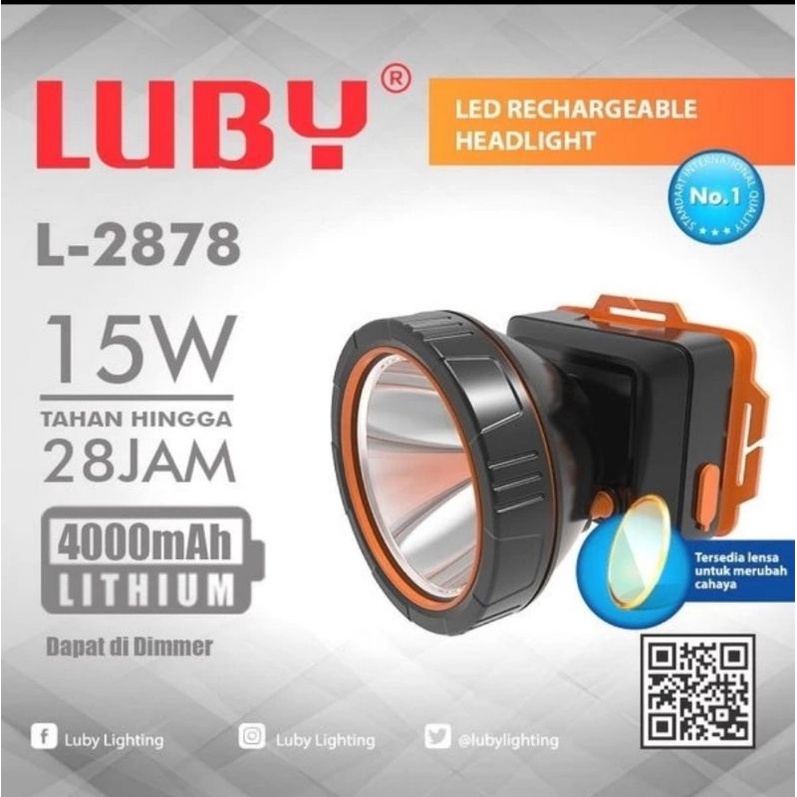 Luby Senter Kepala 15 Watt L2878 Tahan 28 Jam