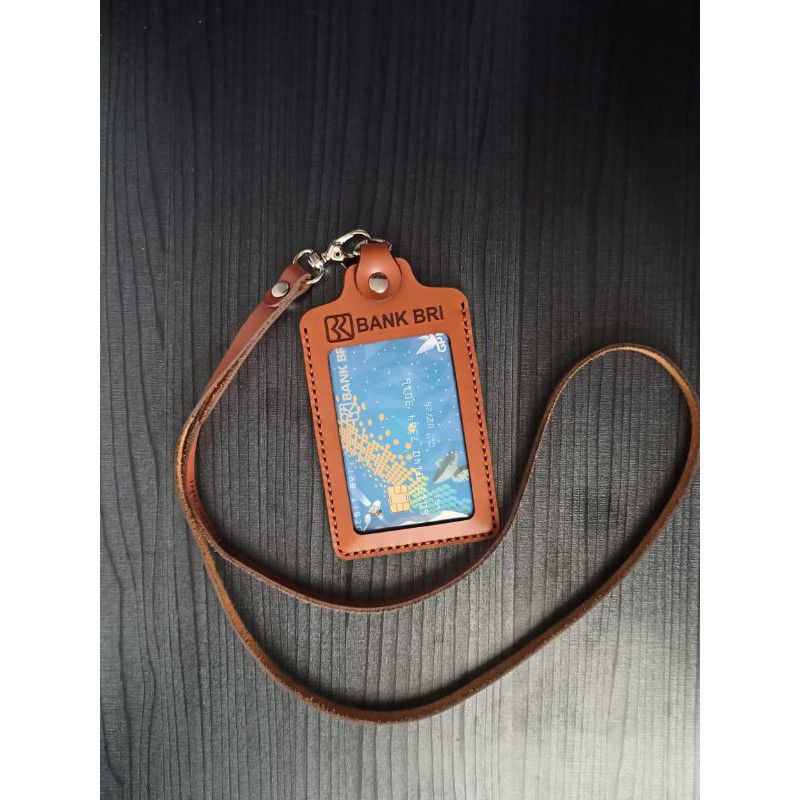 

Lanyard Kulit Id Card Holder Name Tag Kulit Asli Bank BRI