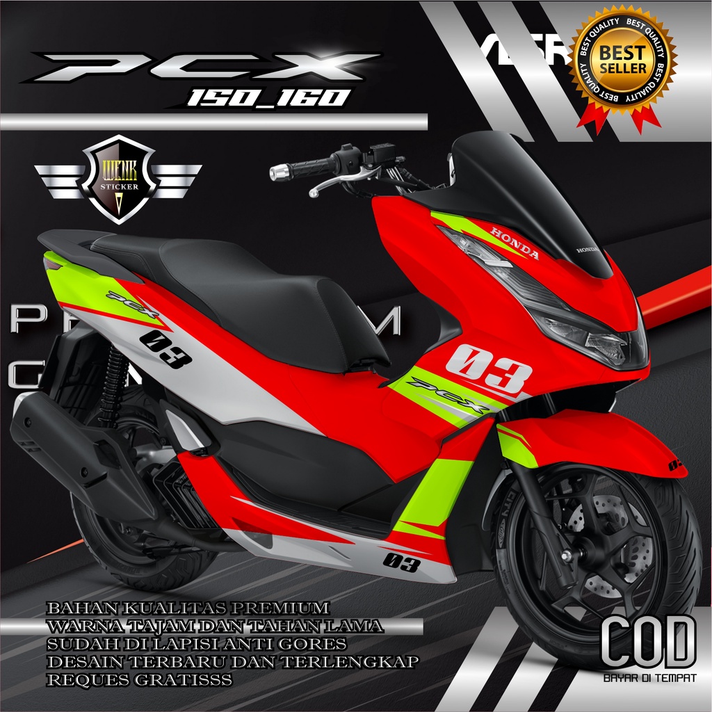 DECAL STICKER PCX MERAH 150_160 Desain ROAD RACE, MOTOR GP