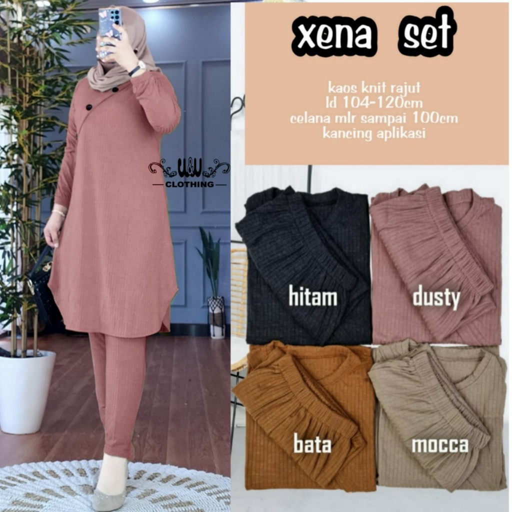 XENA SET ORIGINAL BY WW / SETELAN BAJU WANITA TUNIK DAN CELANA / SETELAN BAJU WANITA JUMBO / SETCEL 
