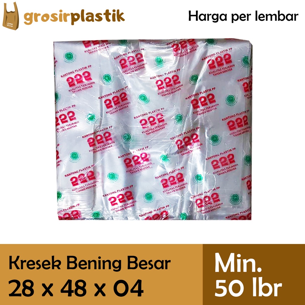 

[LBR] Grosir Plastik Kantong Kresek 28 x 48 x 04 Merk 222 Bening Tebal GK96 - Grosir Plastik