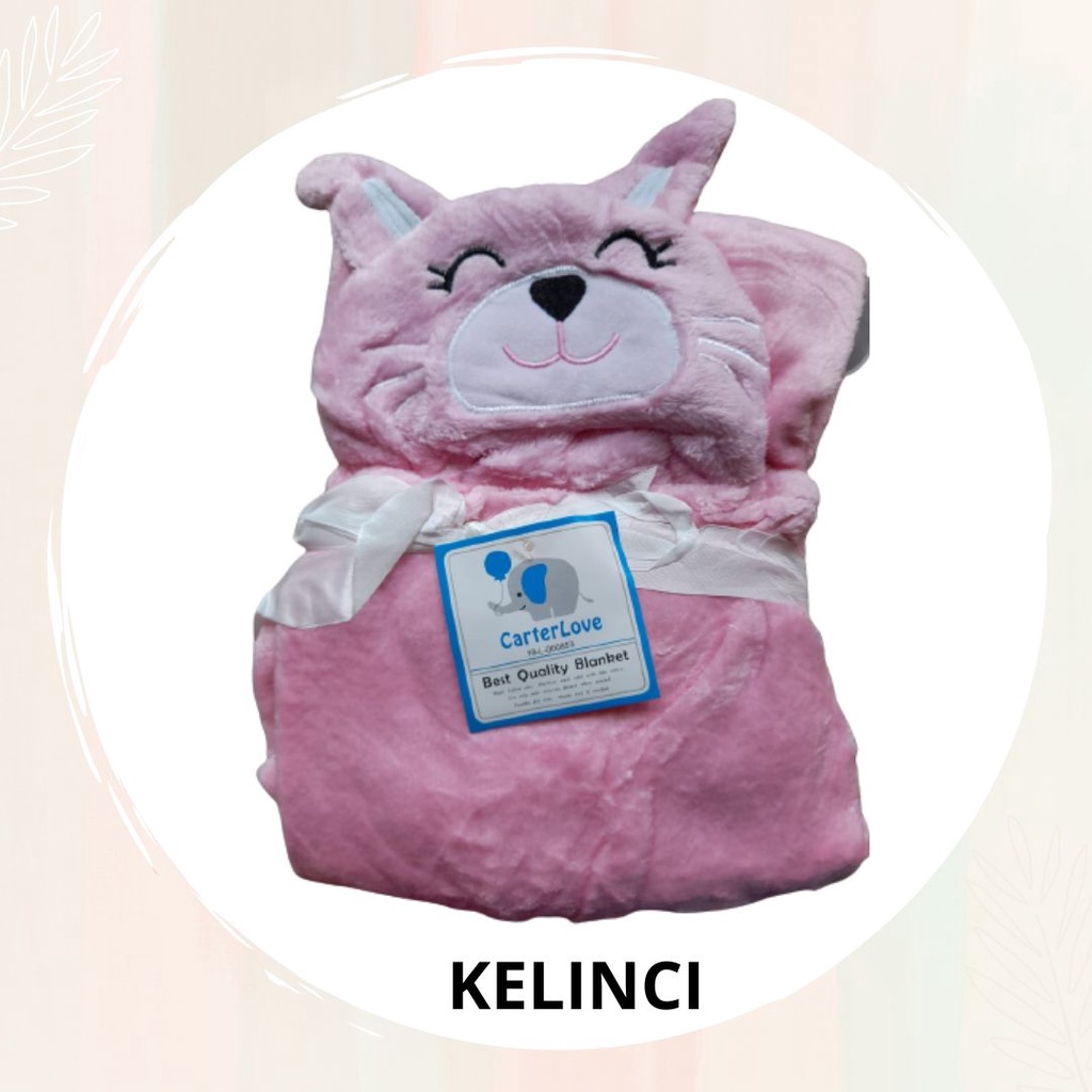 Selimut Bayi Topi Boneka / Selimut Bayi Karakter Fleece CarterLove / Selimut Animal 752000