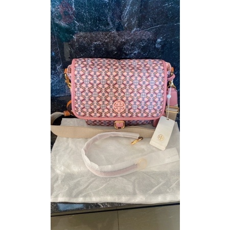 preloved tas TB piper printed crossbody pink gemini link medallion