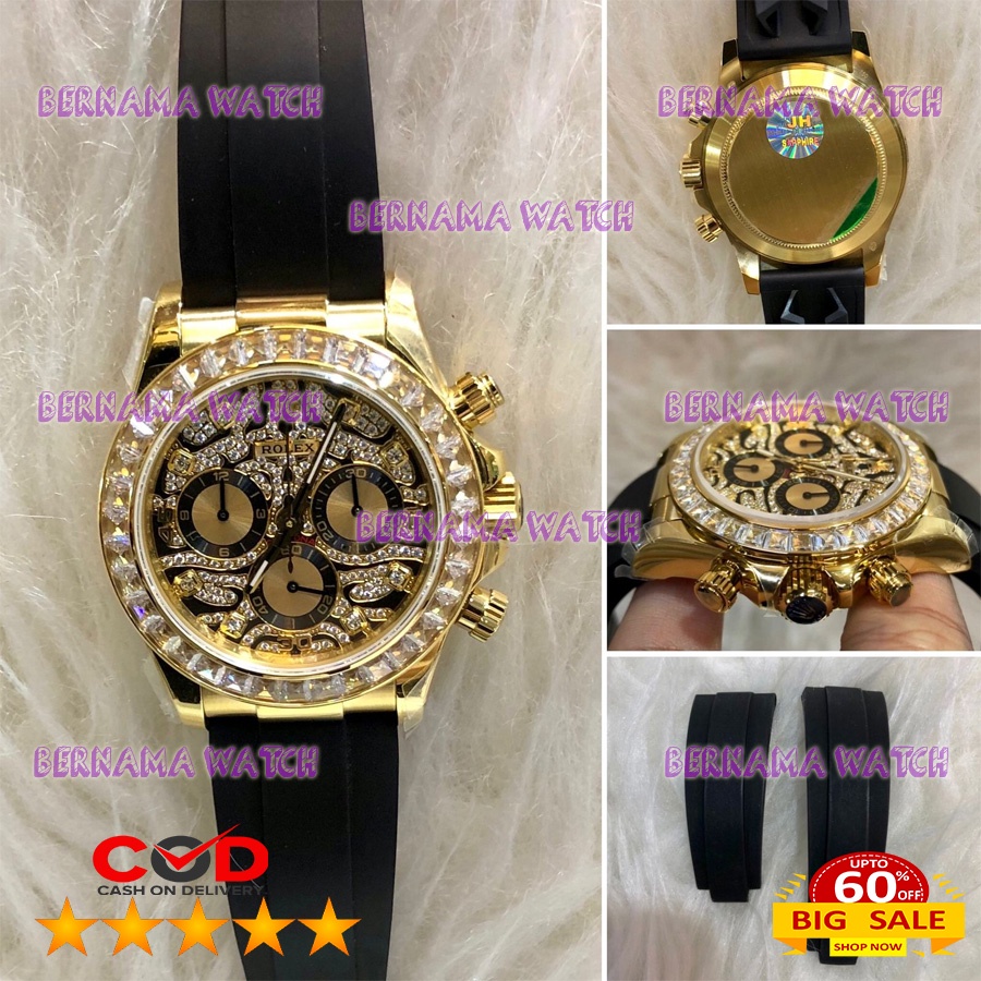 JAM TANGAN PRIA ROLEX EYE OF TIGER SWISS ETA BOX ORI WARRANTY 1 YEAR