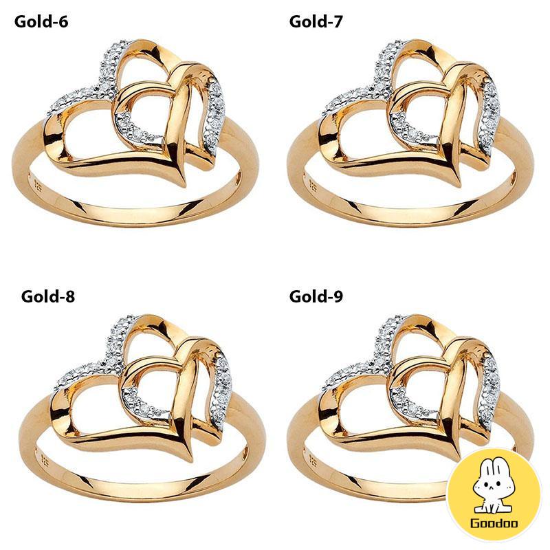 Cincin Tunangan Desain Hati Hollow Aksesoris Wanita -Doo