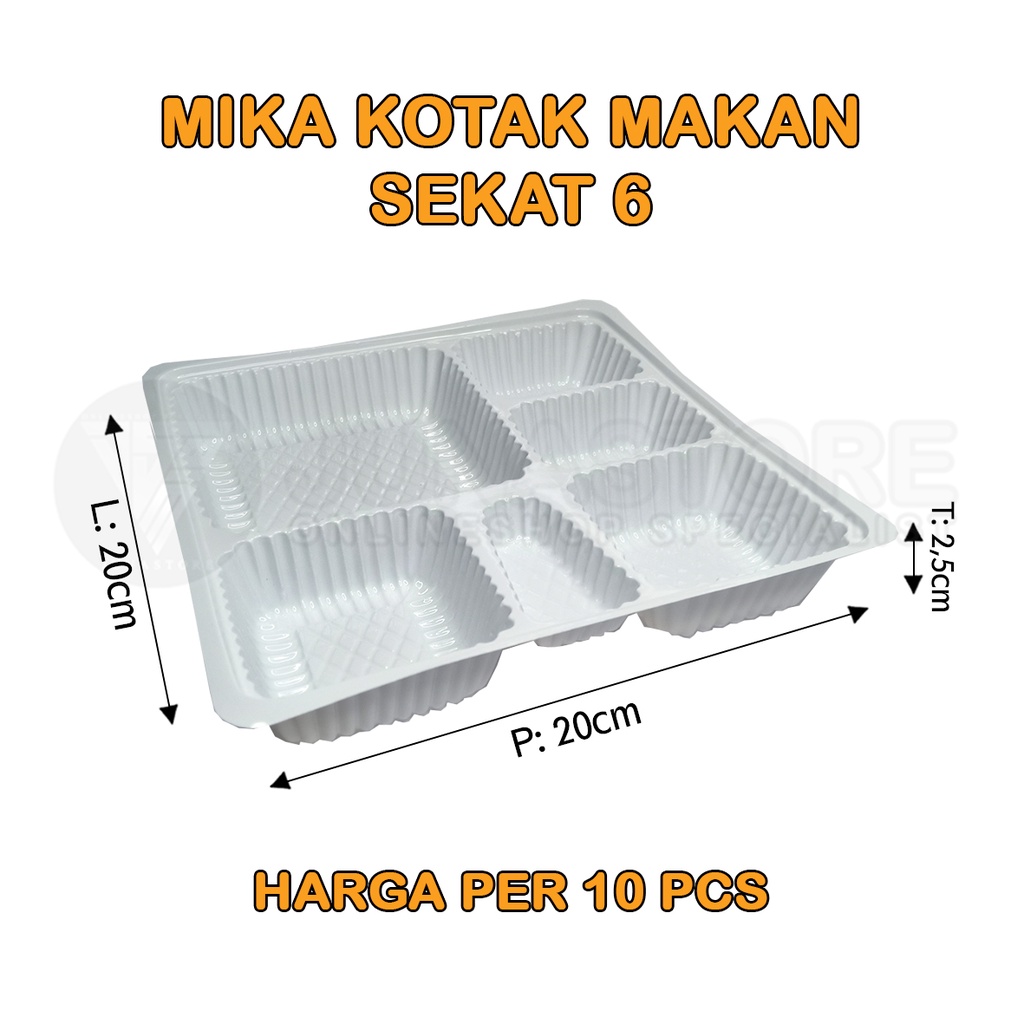 Mika kotak makan sekat 6 (10pcs)