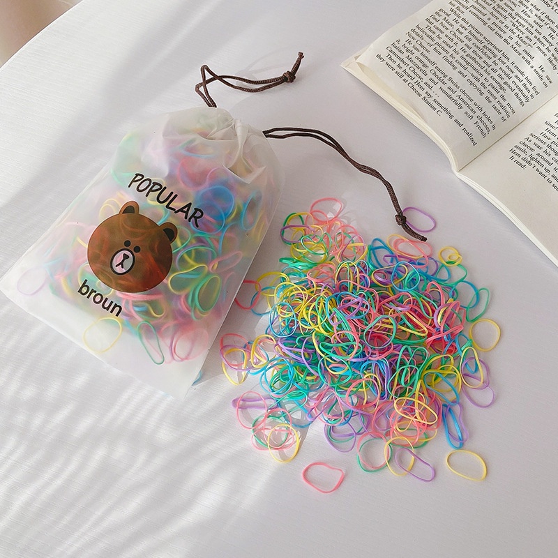 【Happy Baby】F35 Ikat Rambut  isi 4000Pcs Untuk Wanita Anak &amp; Dewasa Karet Elastis Fashion Korea Model Baru