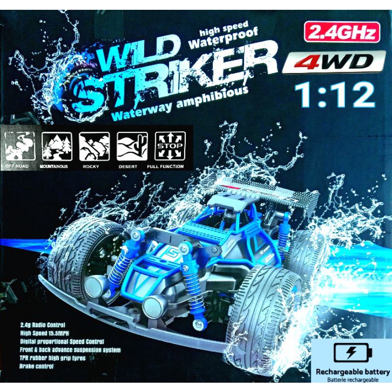 RC Car BERJALAN DIATAS AIR DAN DARAT AMPIBI ANTI AIR 4WD 1:12 HIGH SPEED 25KM PER JAM (Off Desert Mountain Water Rocky Road)