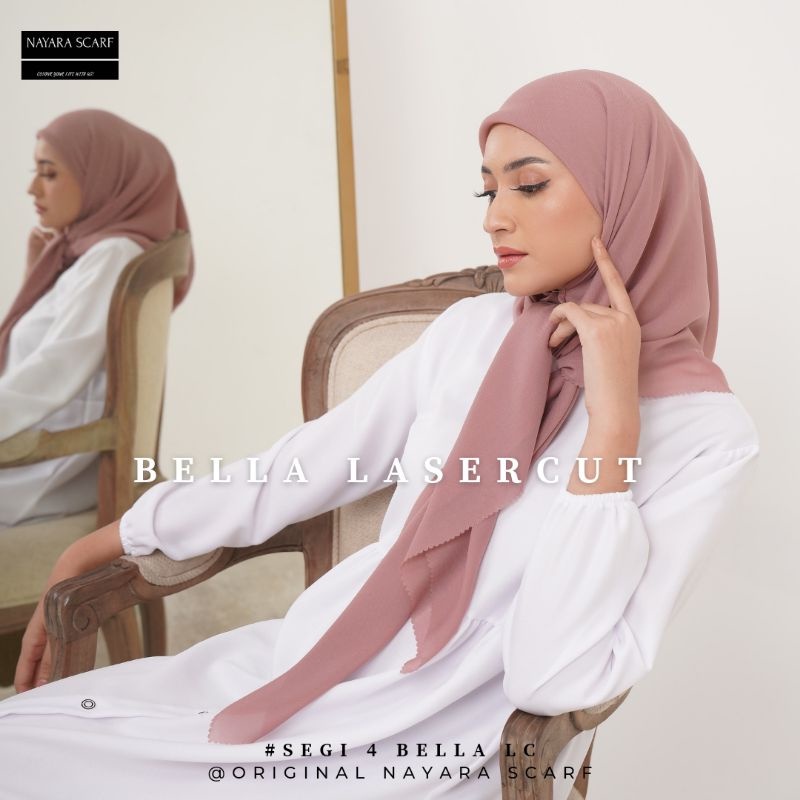 Hijab Bella Square Lasercut LC - Segi Empat Bella Square Pollycotton Kualitas Original Premium