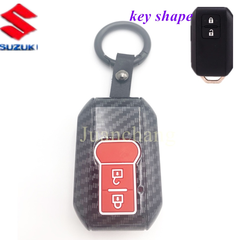 Case Remote Kunci Mobil Bahan Abs Karbon Untuk Suzuki Ertiga Swift 2017 Wagon R 3c Embona XL7 2017-2021 2 Tombol