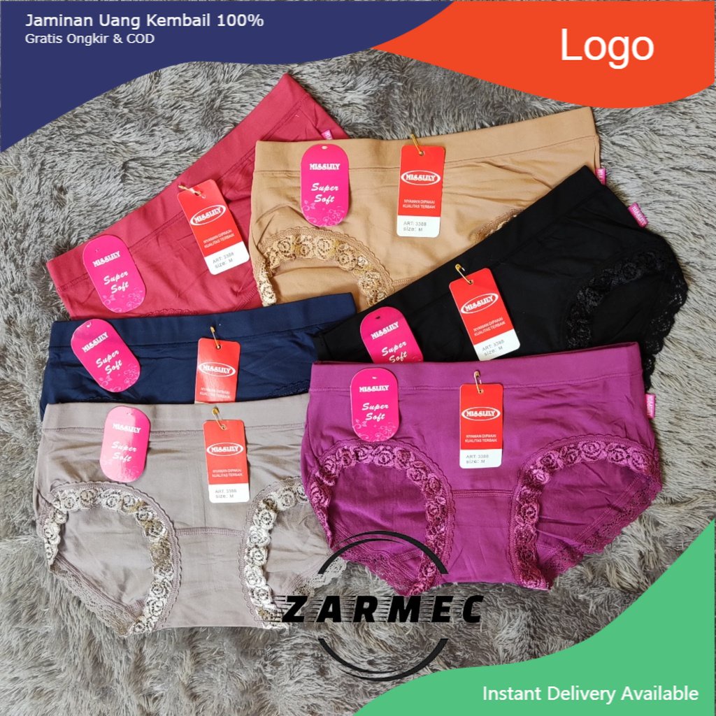 TERMURAH CD Celana Dalam Wanita Premium Misslily 3388 Renda Original Premium Quality Size M L XL XXL