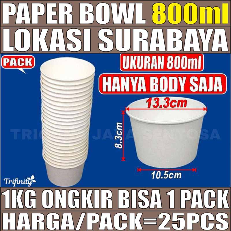 Paper Bowl Tebal 800ml Per Pack 25pcs Mangkuk Tahan Microwave Mangkok Kertas 800 ml Surabaya