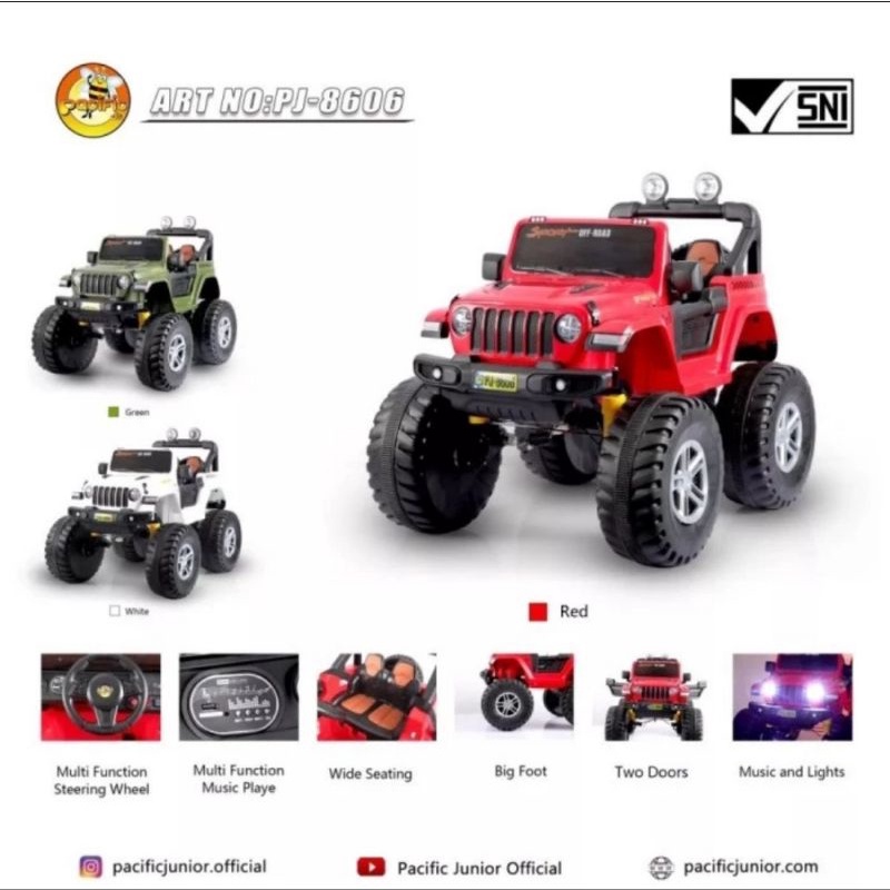 Mobil Listrik Aki Jeep Remote Charger Pasific Exotic PJ-8606 PJ 8606