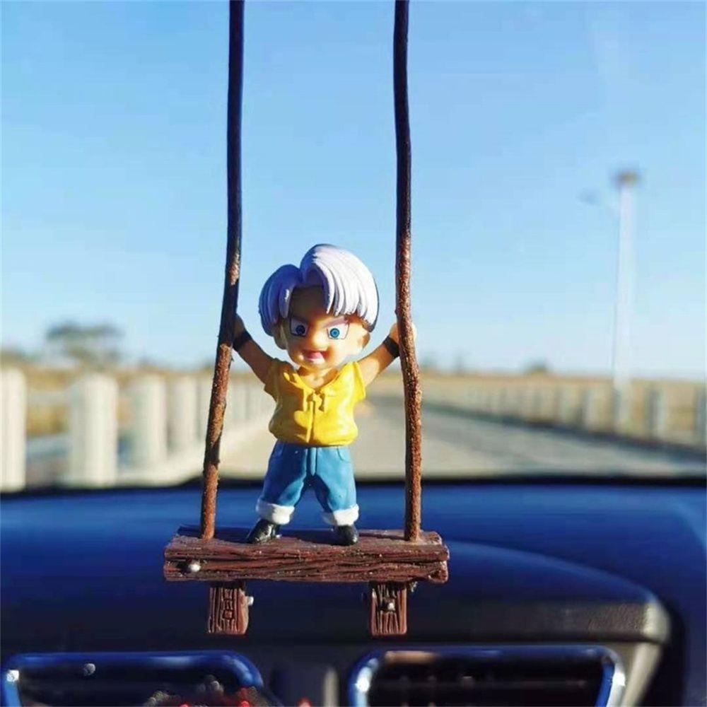 Lanfy Karakter Model Mainan Anak Aksesoris Interior Mobil Cermin Liontin Kartun Hewan Ayunan Gantung Son Goku Swing Ornaments