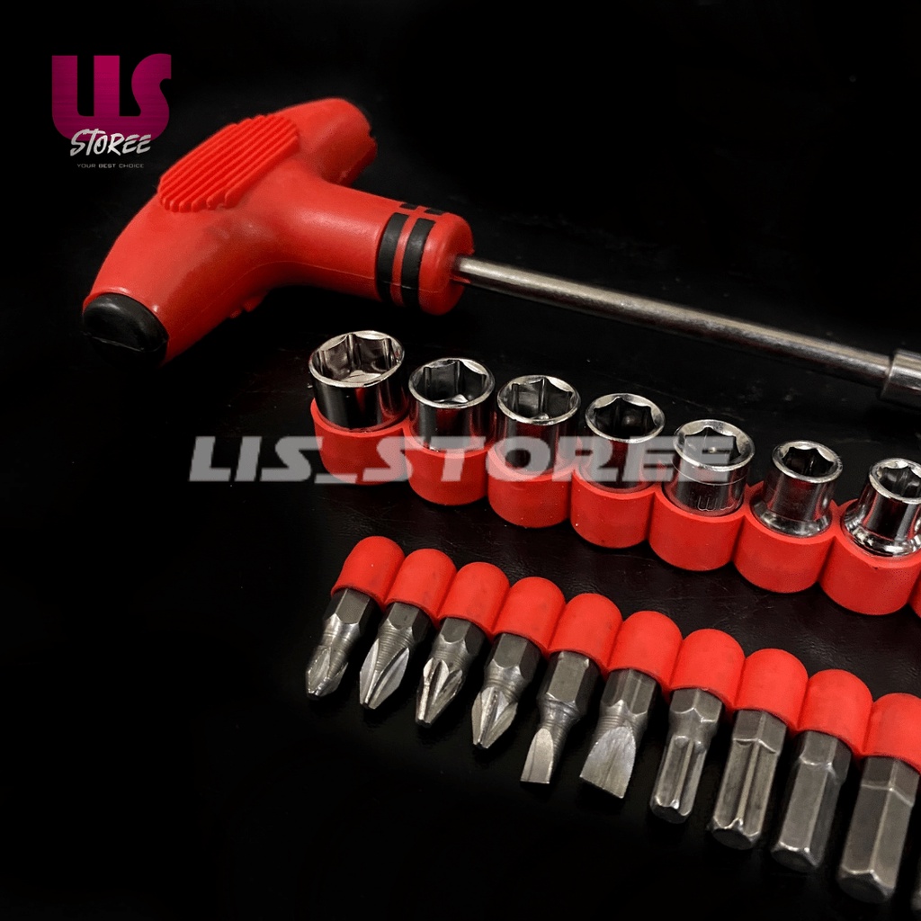 Obeng Kunci T 24 Pcs Socket dan Bit Set Obeng T serbaguna  24 in 1 Screwdriver