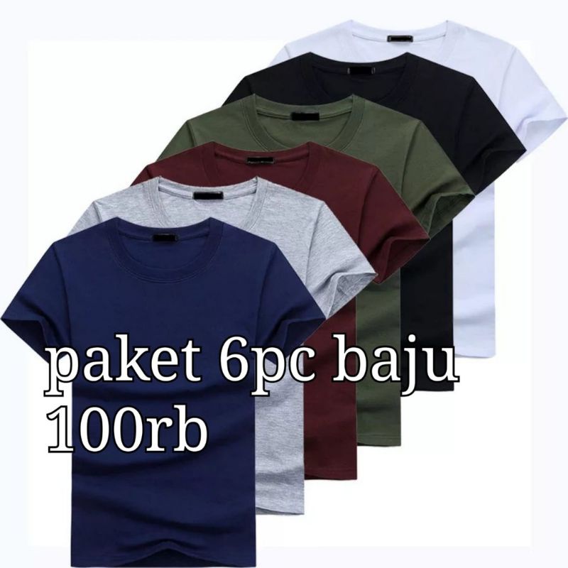 Kaos polos paket 7 pcs 100ribu | paket 6pcs semi katun KAOS POLOS DEWASA UNISEX COWOK CEWEK