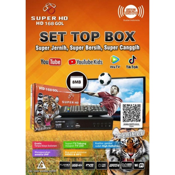 STB Penerima Siaran Tv Digital Set To Box Super Hd 168 Gol Harimau Gardiner