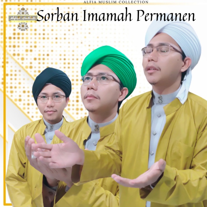 Sorban Peci Imamah Permanen Panjang 3 Meter Sorban Imamah Instan - Putih, 1(I8S7) Sorban Wadimor Sor