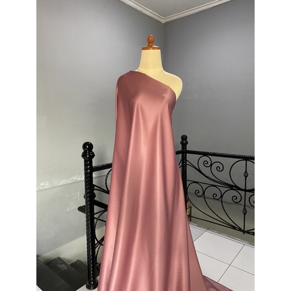 Kain Dasar Satin Saten Silk Velvet Premium Furing Bahan Kebaya Inner Kebaya Gamis Bisa Untuk Baground Foto Produk Warna Rose Bronze