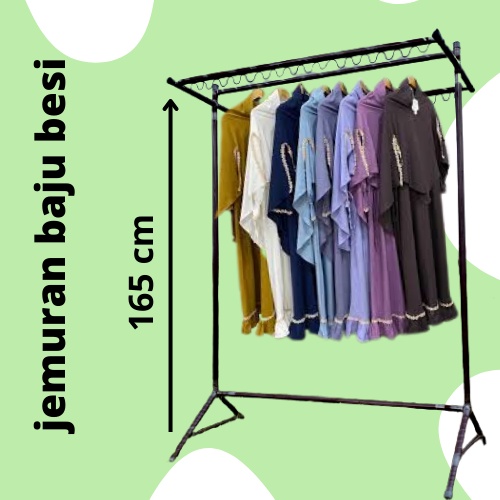 JEMURAN BAJU BESI KUAT BESAR UNTUK PAKAIAN GAMIS,GANTUNGAN PAKAIAN PORTABLE KOKOH