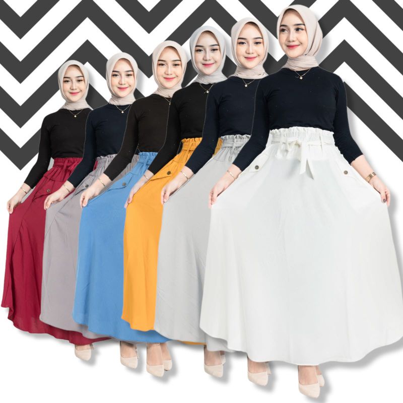 Rok Payung Lebar Bahan Cringkel Bigsize BB 45~65kg