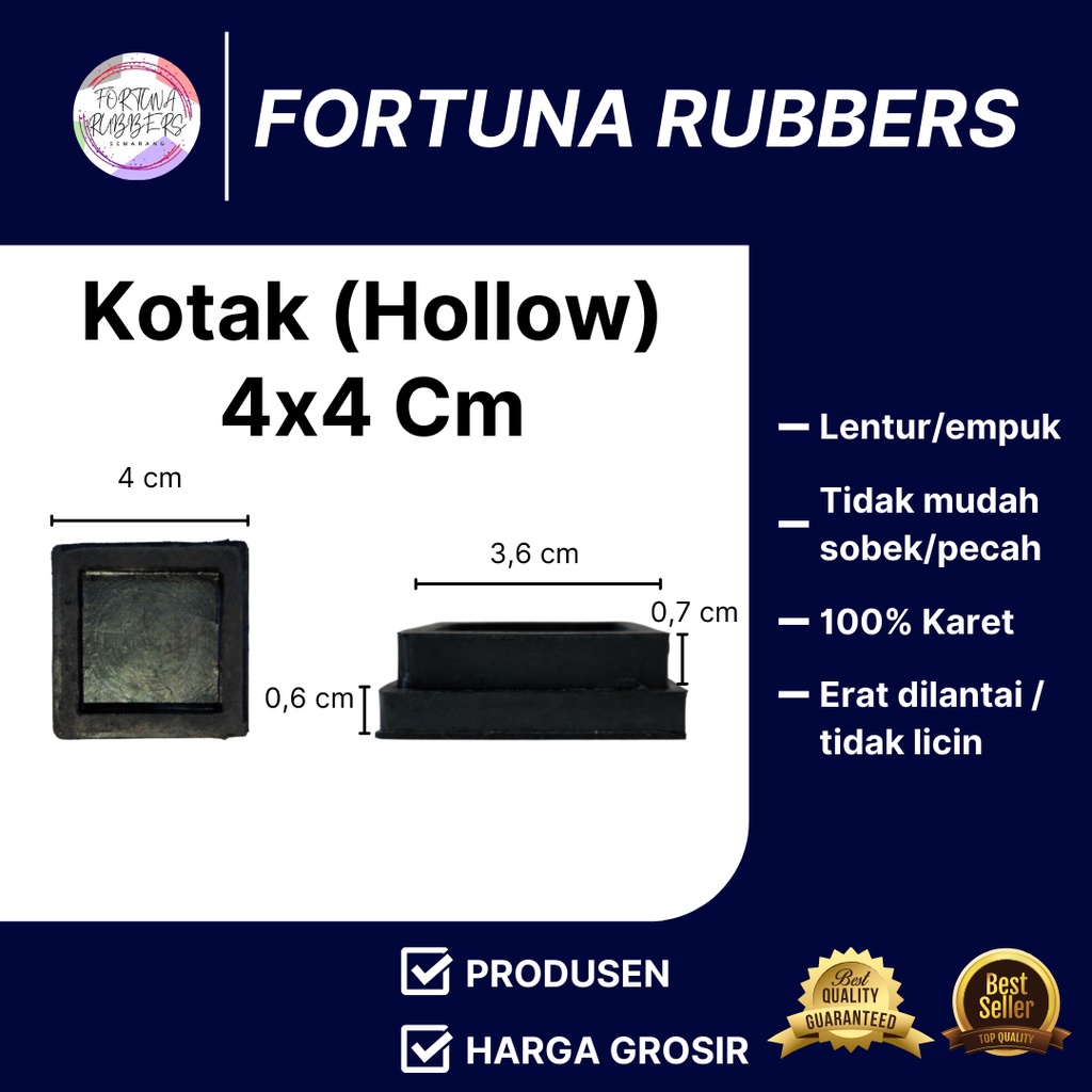 KARET KAKI KURSI MEJA HOLLOW / KOTAK 4CM X 4CM